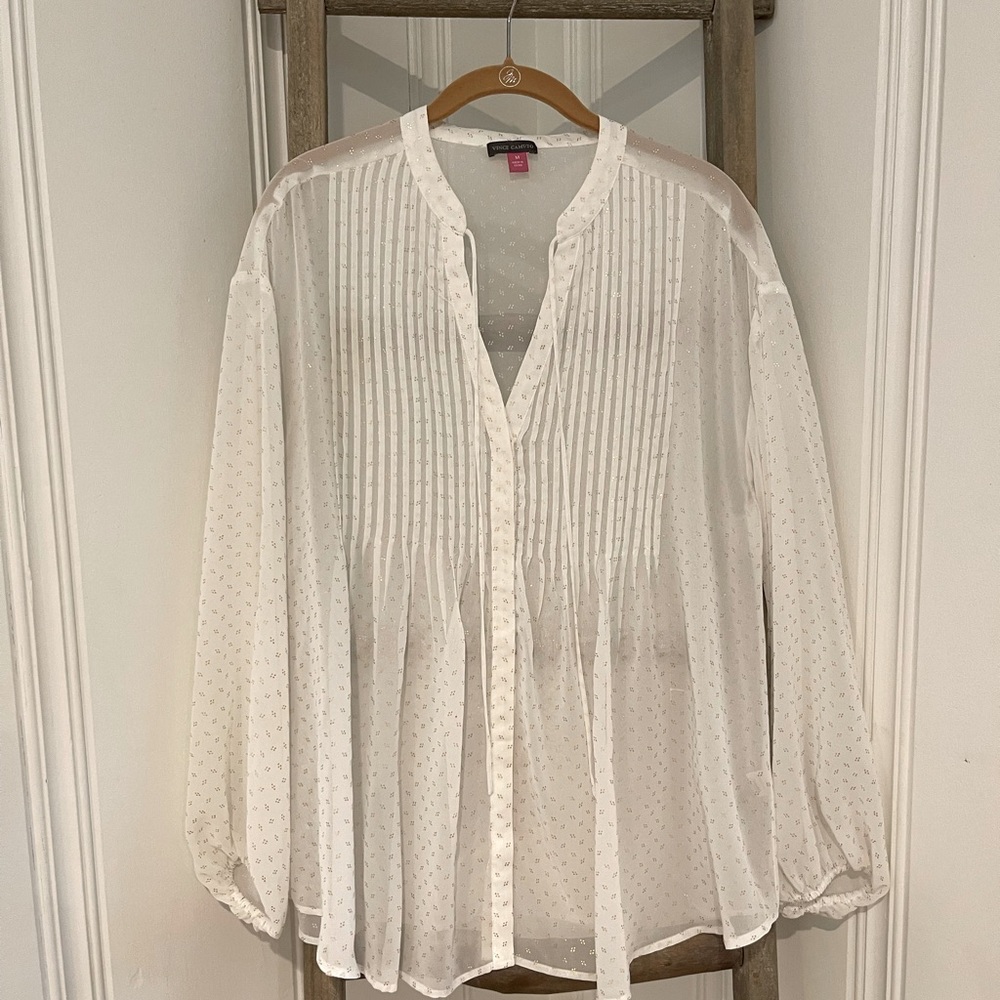 Vince Camuto metallic print long sleeve top